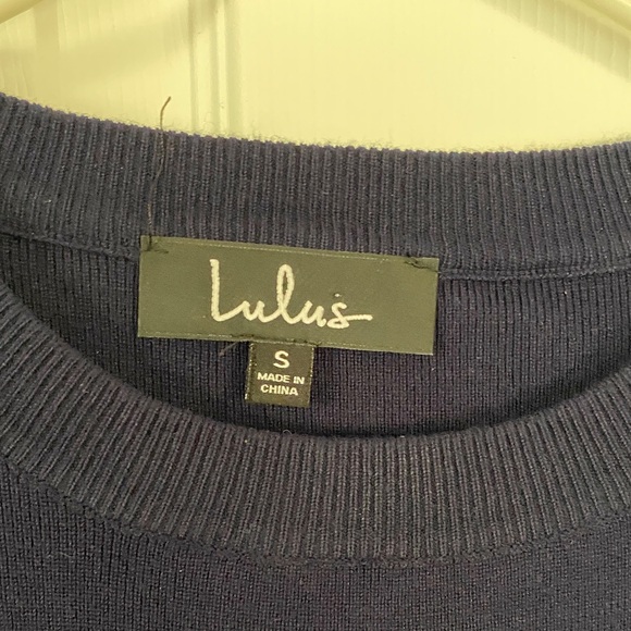 Lulu's Navy Ruffle Sleeve Dress - Picture 2 of 5